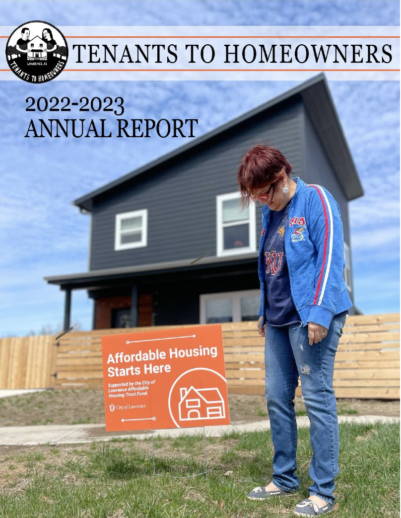 Cover of 2022-2023 Annual Report for Tenant to Homeowners in Lawrence, KS.